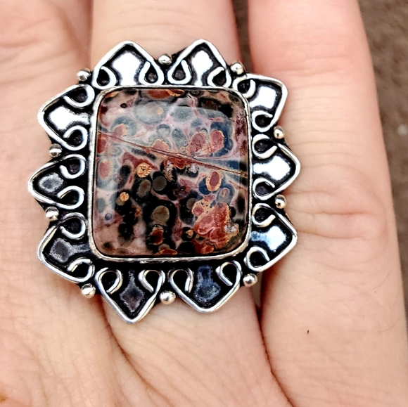 New Leopard Skin Jasper 925 Silver Ring. - Picture 7 of 16